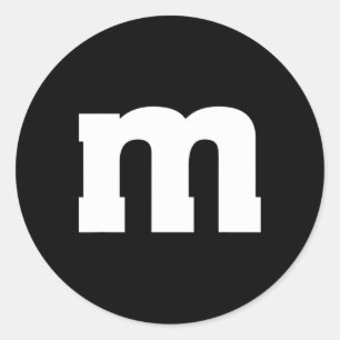 Adesivo Redondo Letra M Maiúscula Alfabeto