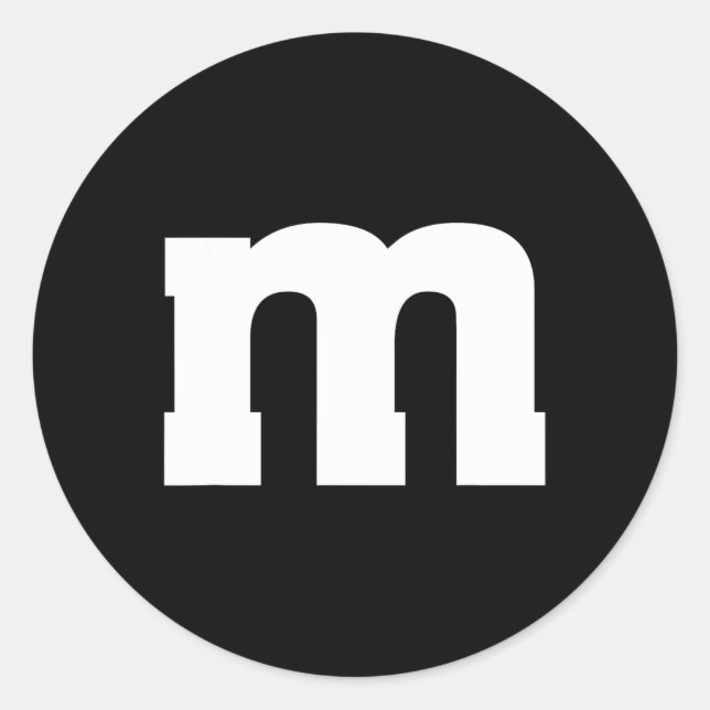Adesivo Redondo Letra M Maiúscula Alfabeto (Frente)