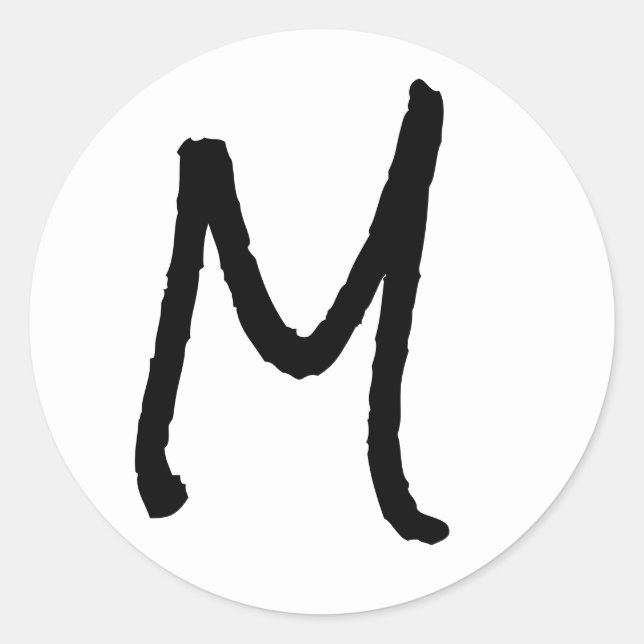 Adesivo Redondo Letra M White Rock Salt Alphabet por Janz (Frente)