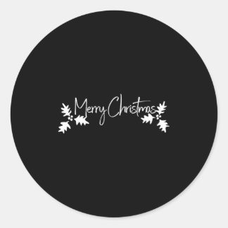 Adesivo Redondo Letra manuscrita de Feliz Natal com azevinho