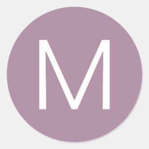 Adesivo Redondo Letra Mínima Dusty Roxo e Branca Moderna