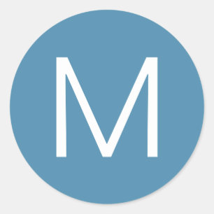 Adesivo Redondo Letra Minimalista Azul e Branco