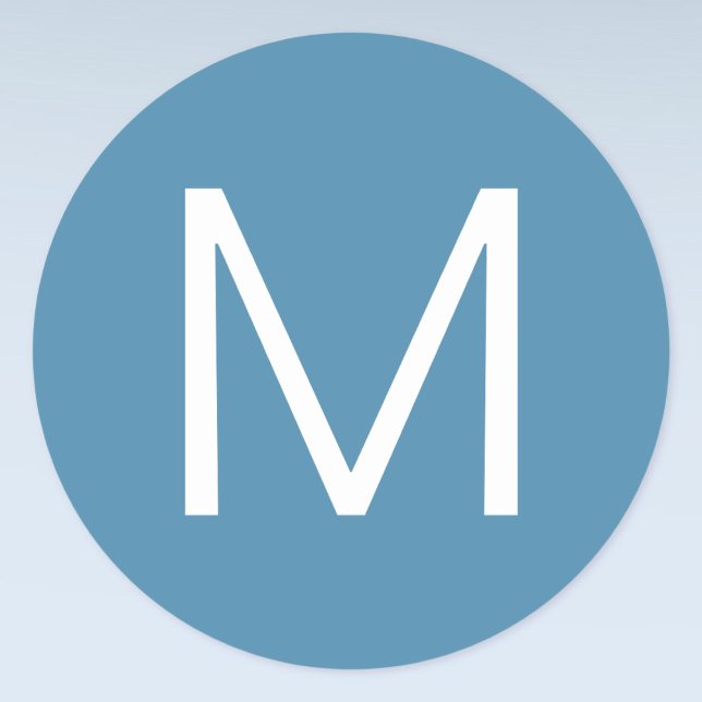 Adesivo Redondo Letra Minimalista Azul e Branco (Criador carregado)