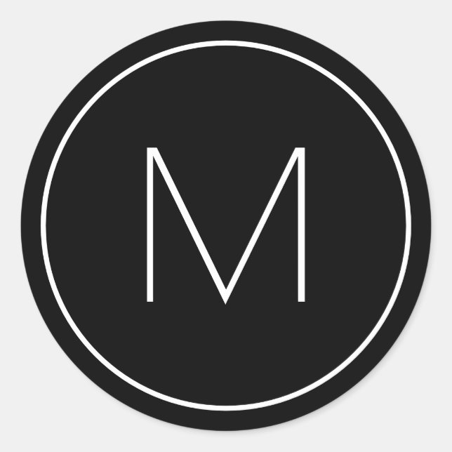 Adesivo Redondo Letra Minúscula Moderna Solteiro Monograma, Minúsc (Frente)