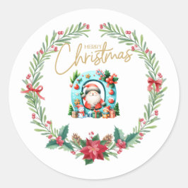 Adesivo Redondo Letra monográfica O, Fera de Natal com Papai Noel