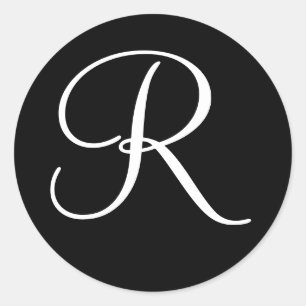 Adesivo Redondo Letra Monograma de Cores Formais de Casamento, Mod