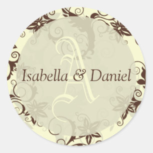 Adesivo Redondo Letra Monograma de Palitos de Noz