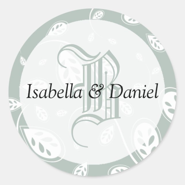 Adesivo Redondo Letra Monograma de Palitos de Noz (Frente)