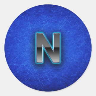 Adesivo Redondo Letra N - edição azul neon