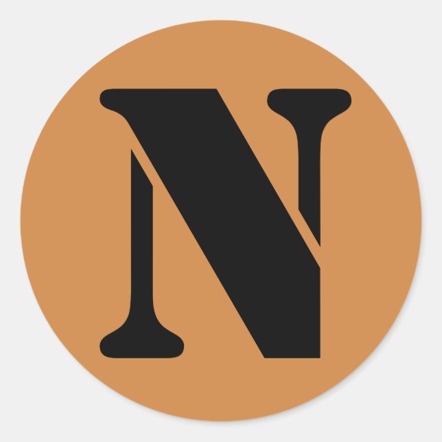 Adesivo Redondo Letra N estencil alfabeto por Janz Peru, Dourada (Frente)