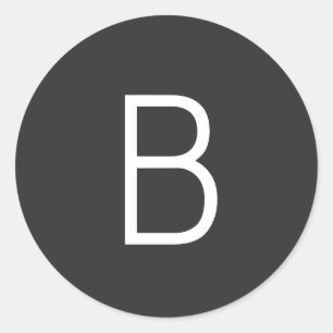 Adesivo Redondo Letra Negra Inicial Monograma Moderno