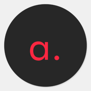 Adesivo Redondo Letra Negra Vermelha Monograma Inicial Simples