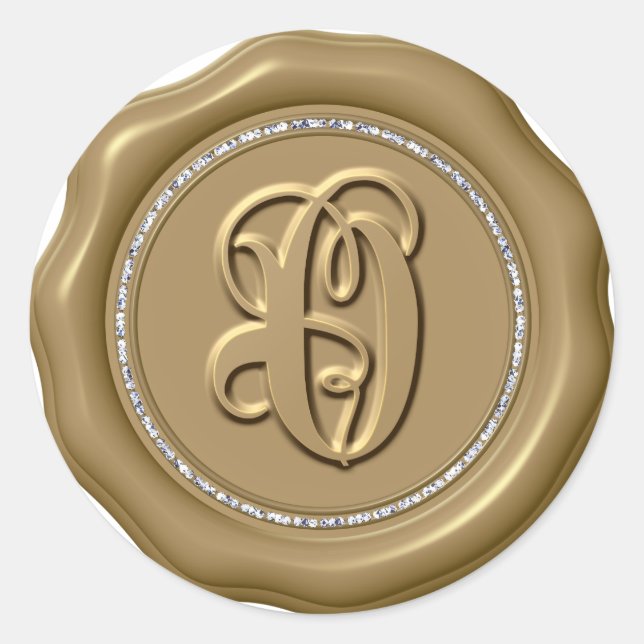 Adesivo Redondo *~* Letra O Diamond Círculo DOURADO Cera Selante (Frente)