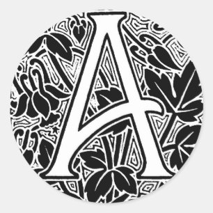 Adesivo Redondo Letra ornamentado "A "