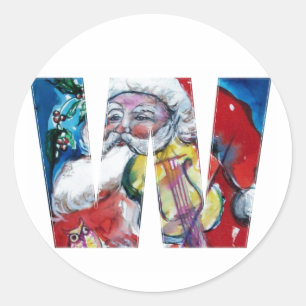 ADESIVO REDONDO LETRA/PAPAI NOEL DE W DO NATAL COM MONOGRAMA DO