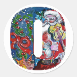 ADESIVO REDONDO LETRA/PAPAI NOEL DO NATAL O COM MONOGRAMA DO