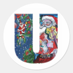 ADESIVO REDONDO LETRA/PAPAI NOEL DO NATAL U COM MONOGRAMA DO