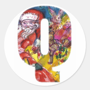 ADESIVO REDONDO LETRA Q DE NATAL/PAPAIS NOEIS COM MONOGRAMA DE PRE