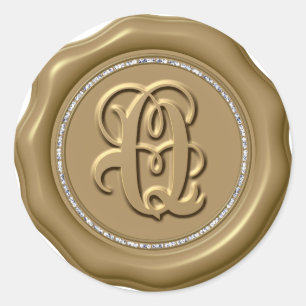 Adesivo Redondo *~* Letra Q Diamond Círculo DOURADO Cera Saquinhos