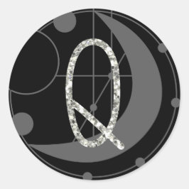 Adesivo Redondo Letra Q Rune Monograma Runométrico Lua Preta