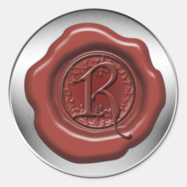 Adesivo Redondo Letra R de cera de vedação vermelha