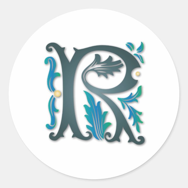 Adesivo Redondo Letra R Monograma (Frente)