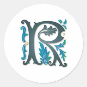 Adesivo Redondo Letra R Monograma