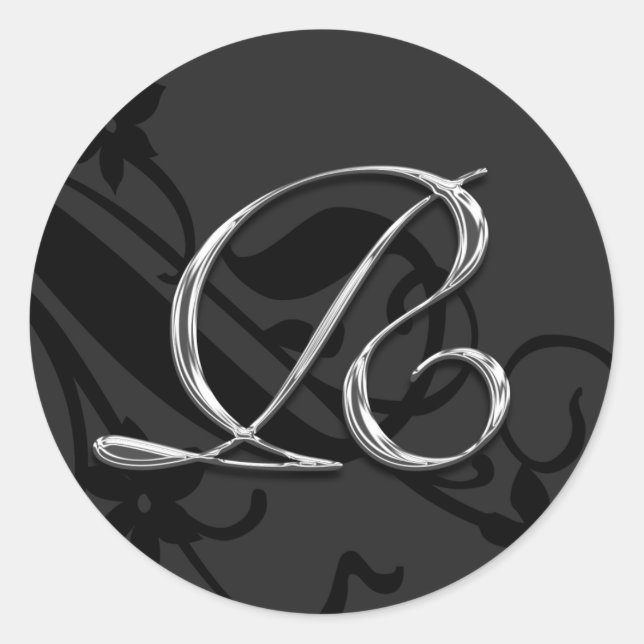 Adesivo Redondo Letra R Monograma Vinheta de Selagem de Envelope d (Frente)