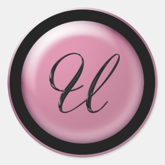 Adesivo Redondo Letra rosa U Sticker