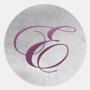 Adesivo Redondo Letra Roxa E Monograma