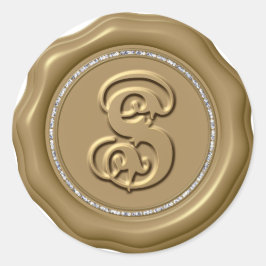 Adesivo Redondo *~* Letra S Diamond Círculo DOURADO Cera Saquinhos