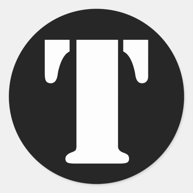 Adesivo Redondo Letra T tencil alfabeto por Janz Black (Frente)