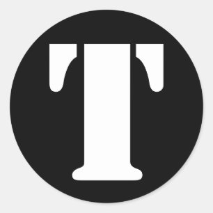 Adesivo Redondo Letra T tencil alfabeto por Janz Black