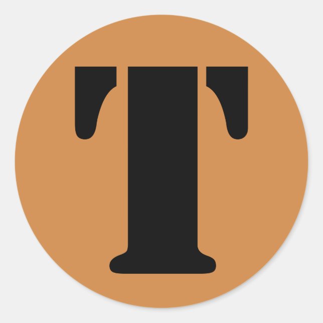 Adesivo Redondo Letra T tencil alfabeto por Janz Peru Dourada (Frente)