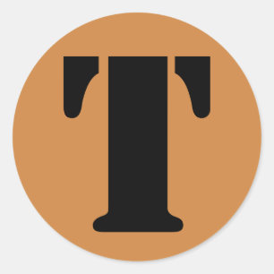 Adesivo Redondo Letra T tencil alfabeto por Janz Peru Dourada