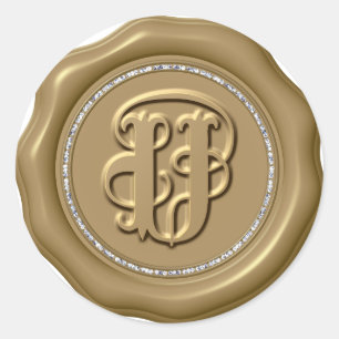 Adesivo Redondo *~* Letra U Diamond Círculo DOURADO Cera com Adesi