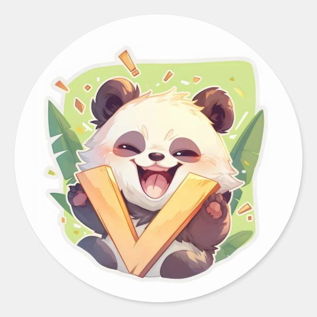 Adesivo Redondo Letra V Anime Panda (Frente)