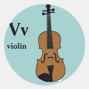 Adesivo Redondo Letra V violino Stickers