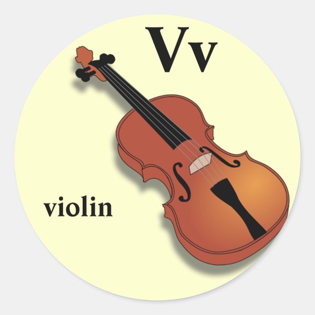 Adesivo Redondo Letra V violino Stickers (Frente)