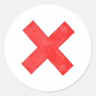 Adesivo Redondo letra vermelha grande x