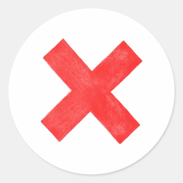 Adesivo Redondo letra vermelha grande x (Frente)