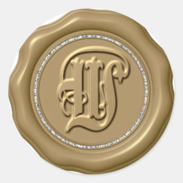 Adesivo Redondo *~* Letra W Diamond Círculo DOURADO Cera Selante