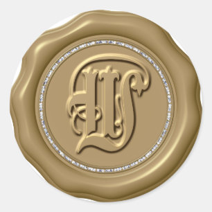 Adesivo Redondo *~* Letra W Diamond Círculo DOURADO Cera Selante