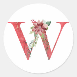 Adesivo Redondo Letra W do natal Watercolor