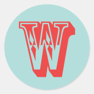 Adesivo Redondo Letra W estilo carnaval, monograma, favor inicial