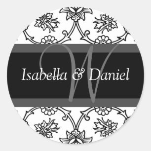 Adesivo Redondo Letra W Monograma Selo