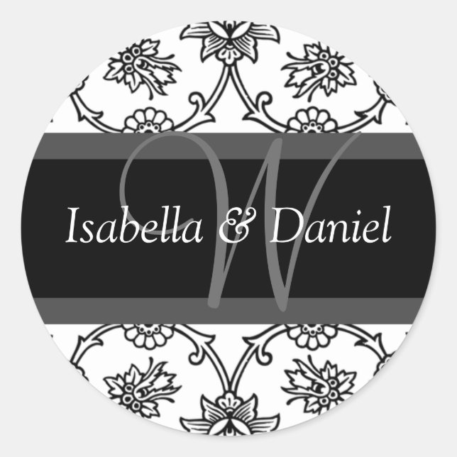 Adesivo Redondo Letra W Monograma Selo (Frente)