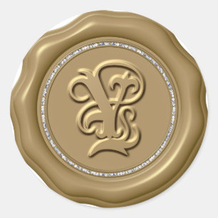 Adesivo Redondo *~* Letra Y Diamond Círculo DOURADO Cera Saquinhos