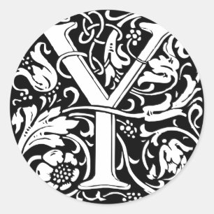 Adesivo Redondo Letra Y Monograma Medieval Art Nouveau