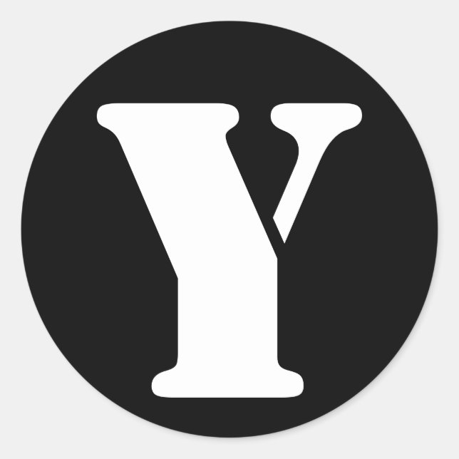 Adesivo Redondo Letra Y Stencil alfabeto por Janz Black (Frente)